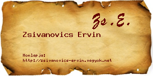 Zsivanovics Ervin névjegykártya